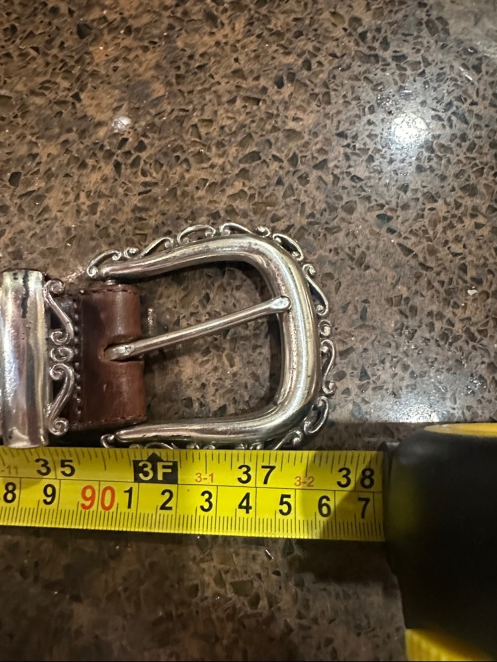 Vintage Brighton Brown Leather Belt with Decorative Silver Buckle - Picture 6 of 6